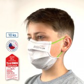 NANO M.ON JUNIOR (10 ks) - Prémiová „CE” nanovlákenná zdravotnická maska - dětská nanorouška - ZELENÁ gumička (nanomon)