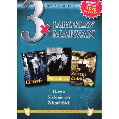 3x Jaroslav Marvan : 13. revír, Nikdo nic neví, Železný dědek / papírové pošetky / (3DVD) - DVD