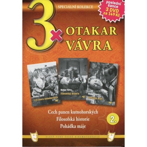 3x Otakar Vávra 2: Cech panen kutnohorských, Filosofská historie, Pohádka máje / papírová pošetka / (3DVD) - DVD