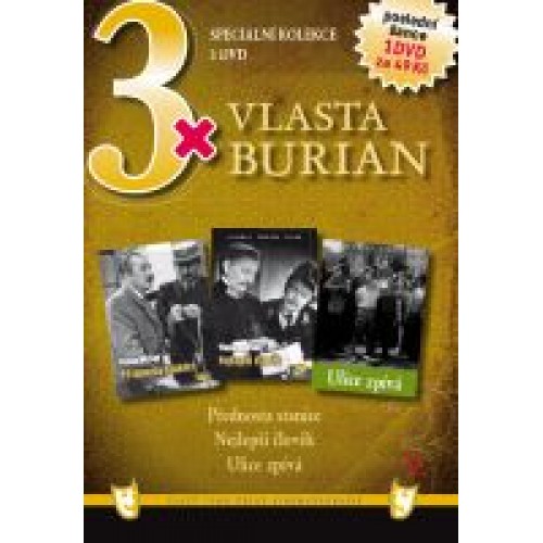 3x Vlasta Burian V: Přednosta stanice , Nejlepší člověk, Ulice zpívá / papírová pošetka / (3DVD) - DVD