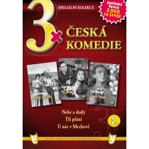 3x Česká komedie 2: Nebe a dudy, Tři přání, U nás v Mechově / papírové pošetky / - DVD