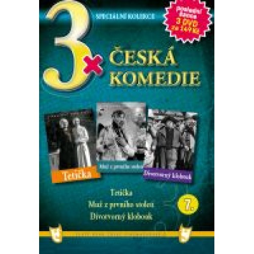 3x Česká komedie 7: Tetička, Muž z prvního století, Divotvorný klobouk / papírové pošetky / - DVD