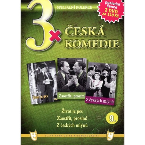 3x Česká komedie 9: Život je pes, Zaostřit prosím!, Z českých mlýnů / papírové pošetky / - DVD