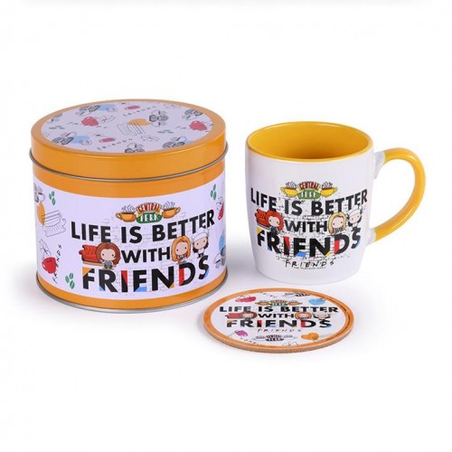 Dárkový set Friends - Life is Better (hrnek + podtácek) / plech