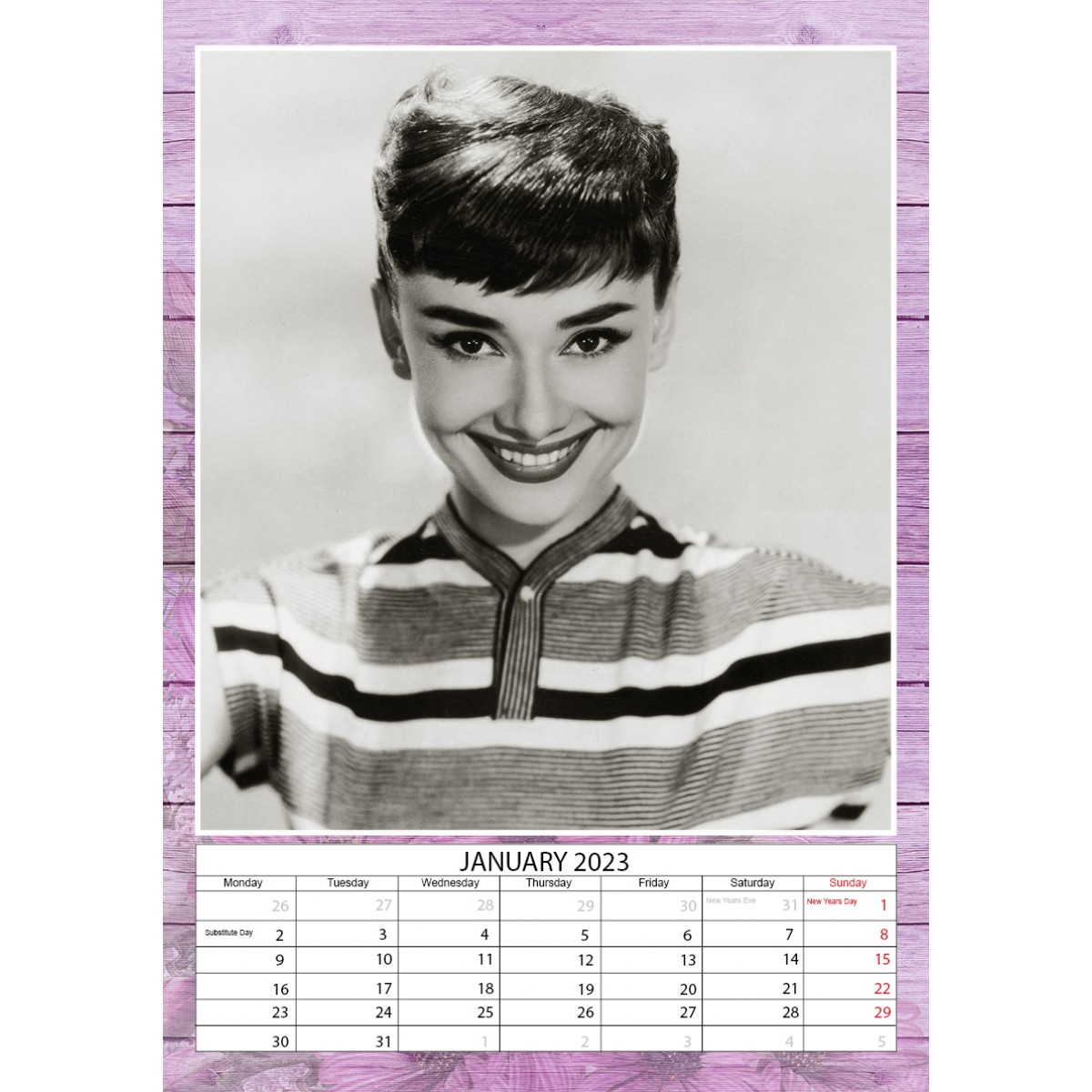 Kalendář 2023 - Audrey Hepburn / A3