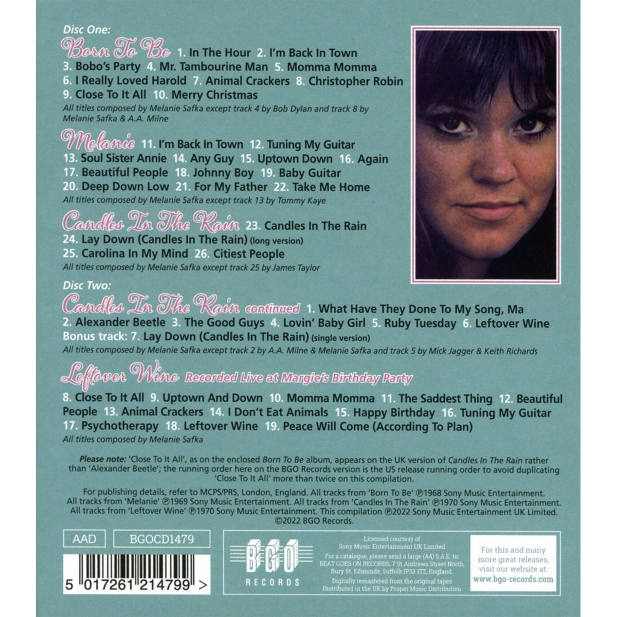 Born To Be / Affectionately Melanie / Candles In The Wind / Leftover Wine