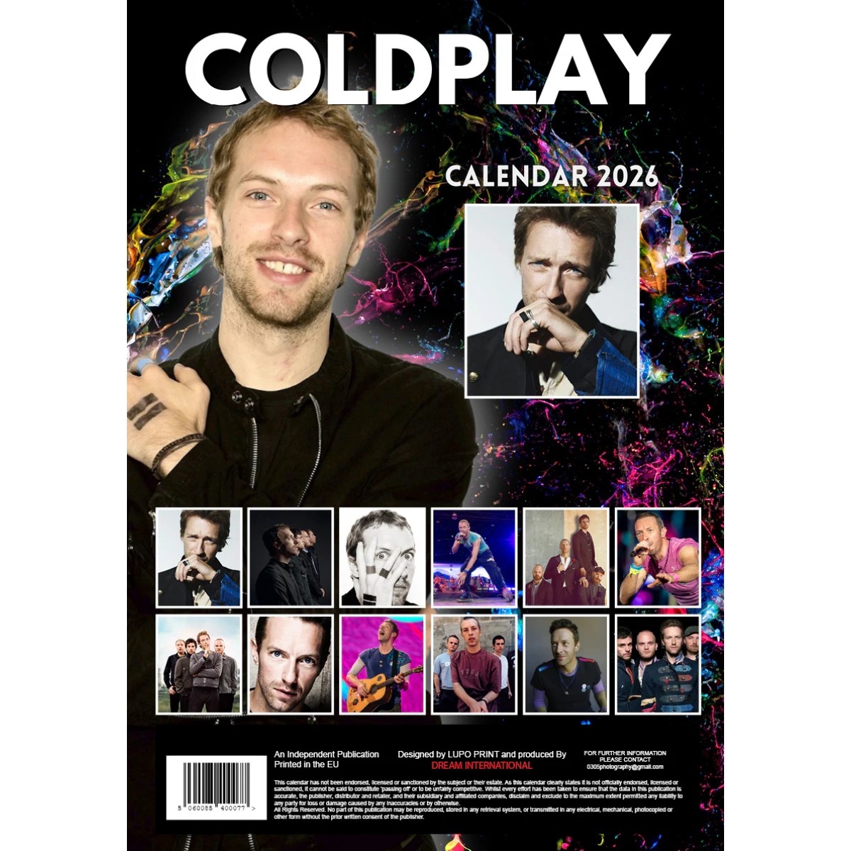 Kalendář 2026 - Chris Martin - Coldplay - A3 Kalendář 2026 - Chris Martin - Coldplay - A3